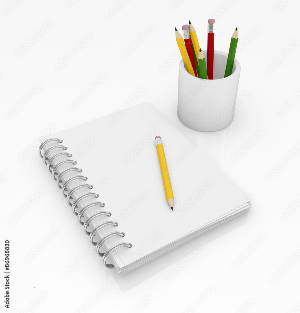 Notepad and pencil Notepad and pencil