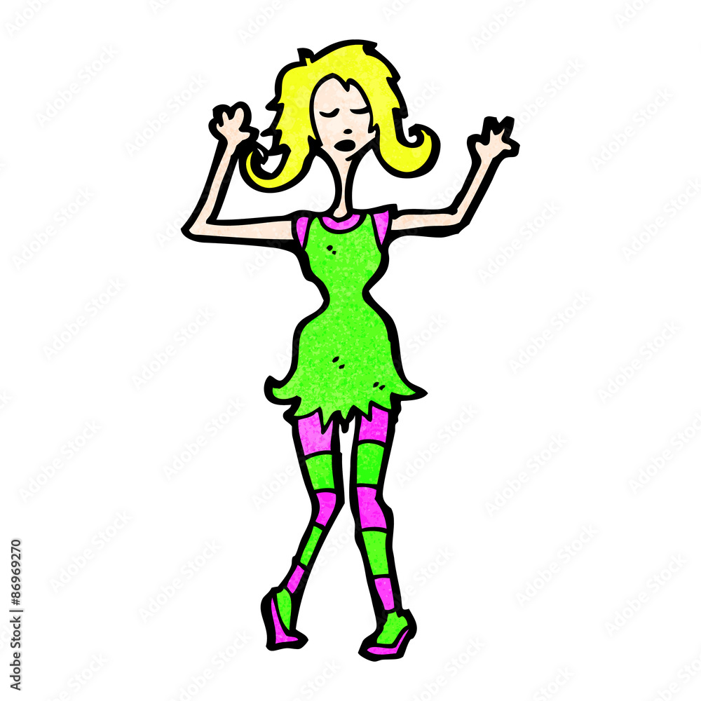 cartoon disco woman cartoon disco woman
