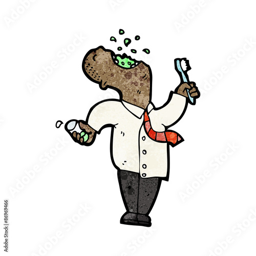 cartoon man gargling mouthwash