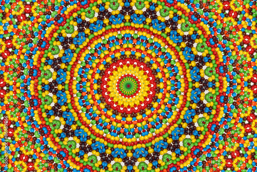 A colorful red  green  yellow  blue  white  orange and black kaleidoscope.