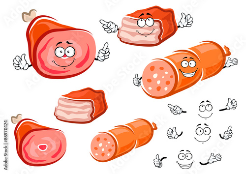 Sausage, pork leg and meatloaf characters