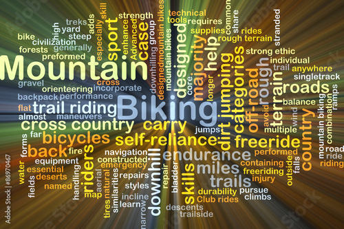 Mountain biking background concept glowing