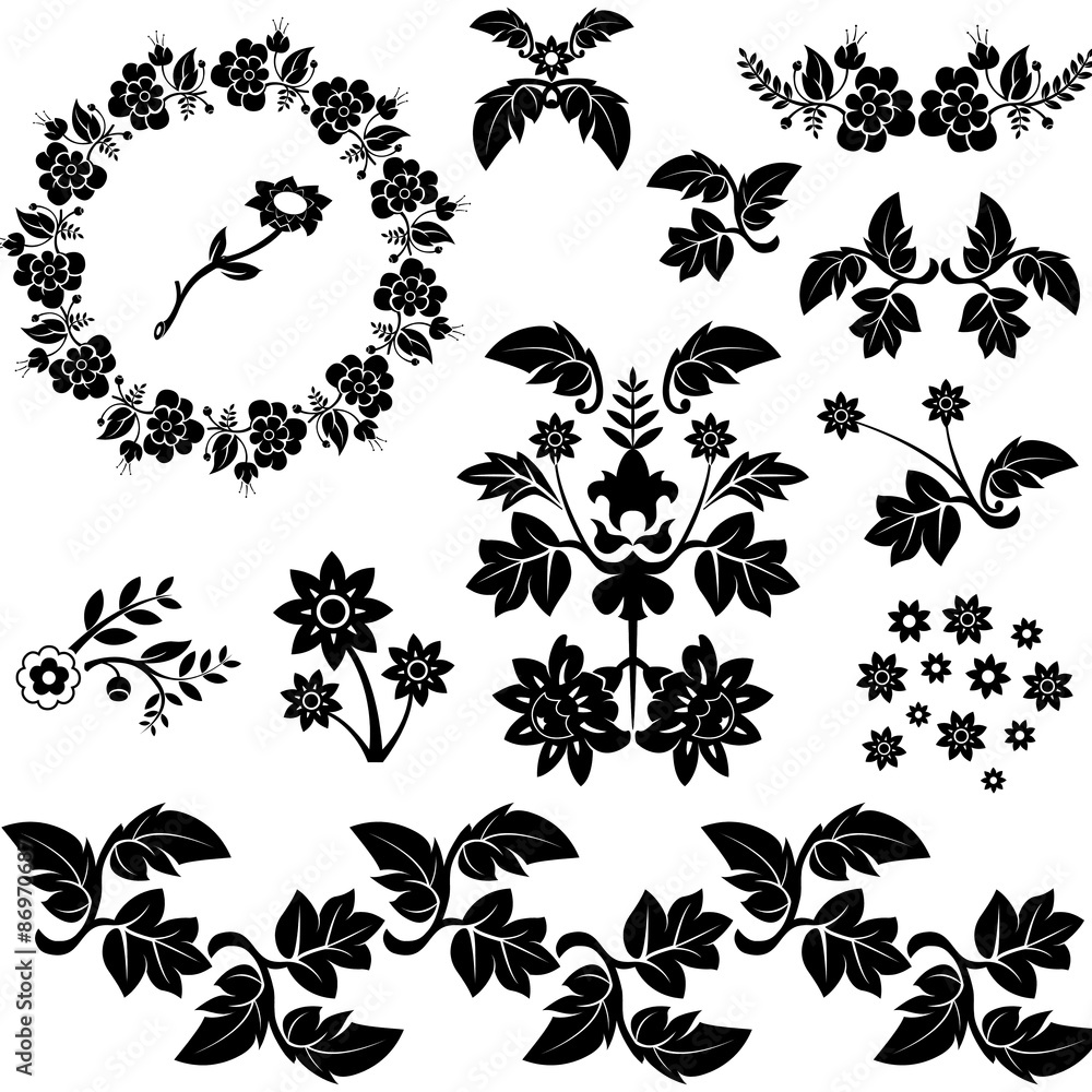 Fototapeta premium cartoon decorative floral design elements
