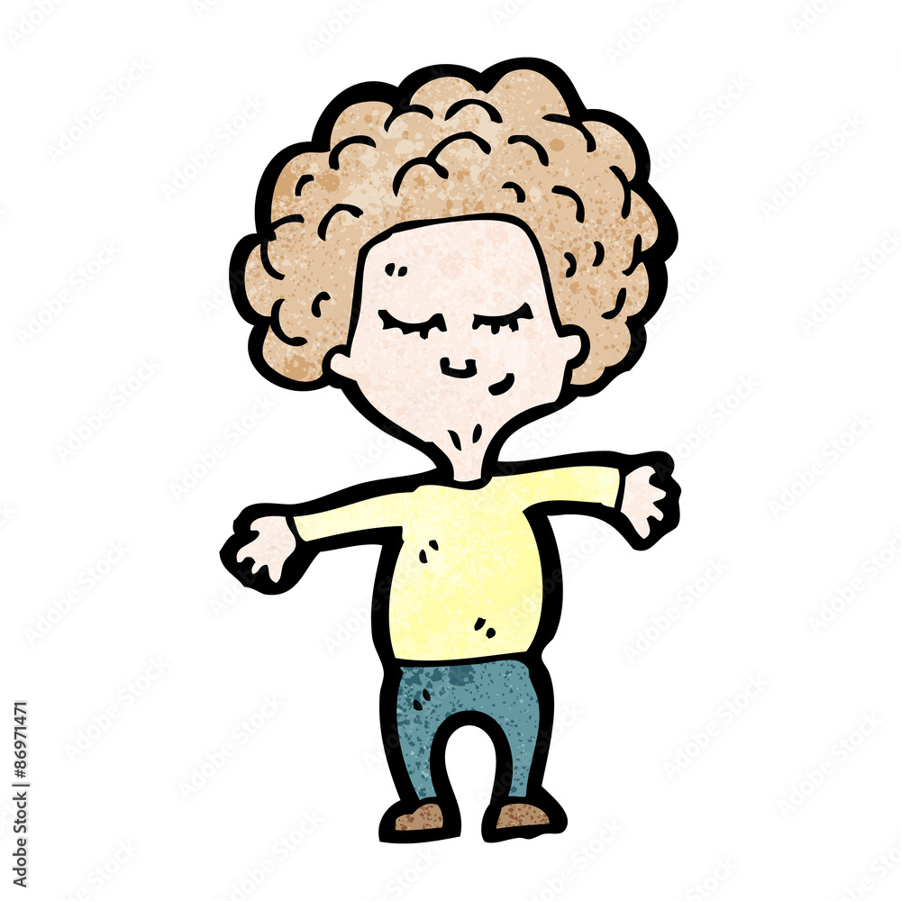 Fototapeta premium cartoon big hair boy