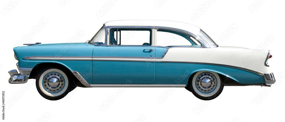 Obraz premium Aqua Bel-Air Vintage Automobile against White Background