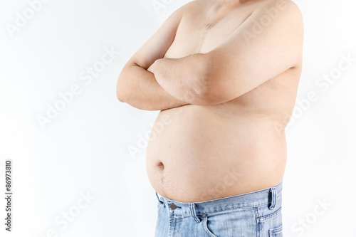 Obraz na płótnie Fat man on white background w salonie