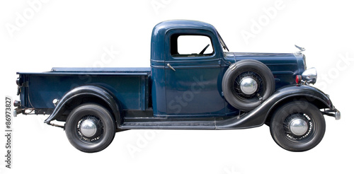 Blue vintage pickup truck from 1930s