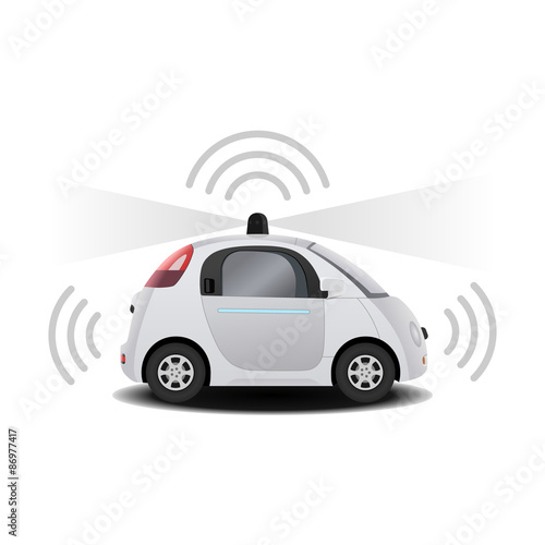 Autonomous self-driving driverless vehicle with radar 3D render