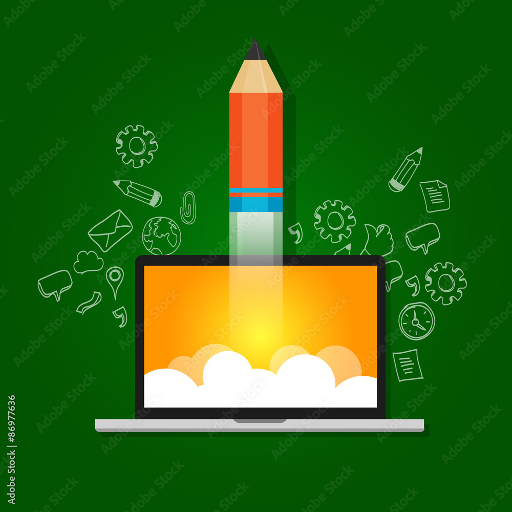 Obraz premium idea startup technology launching take off pencil