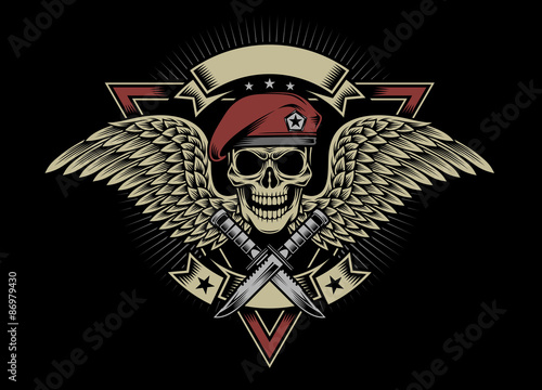 Military Skull with Wings and Daggers