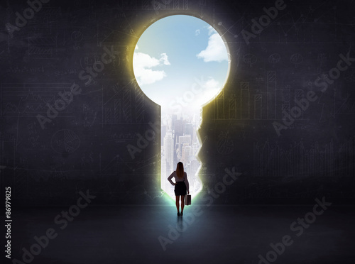 Quadro su tela businessman looking a big key