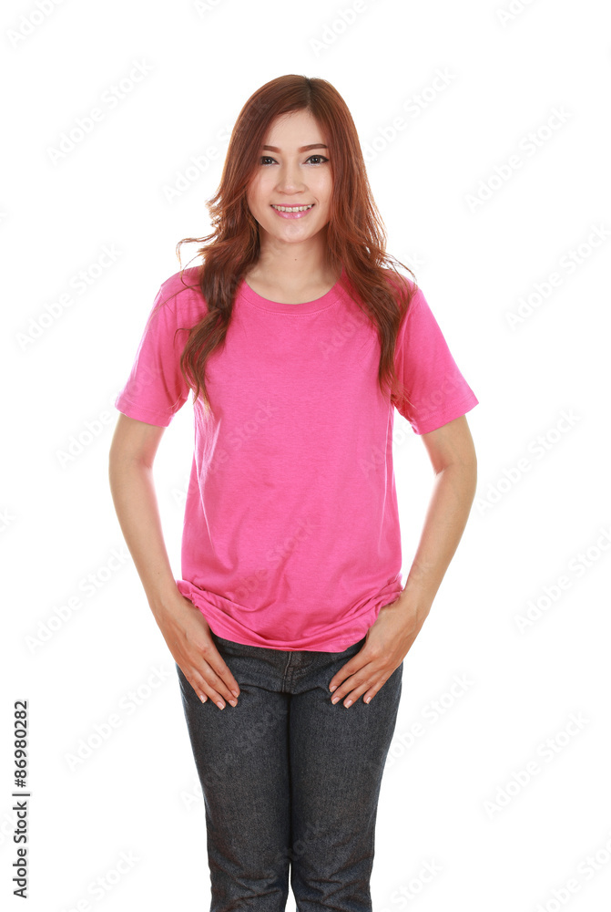 young beautiful female with blank t-shirt young beautiful female with blank t-shirt