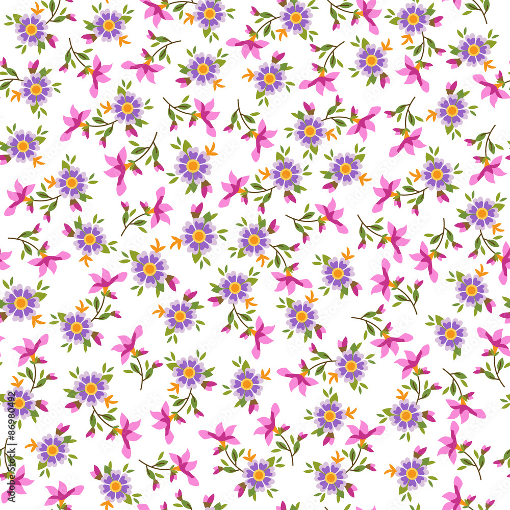 colorful vector flowers seamless pattern