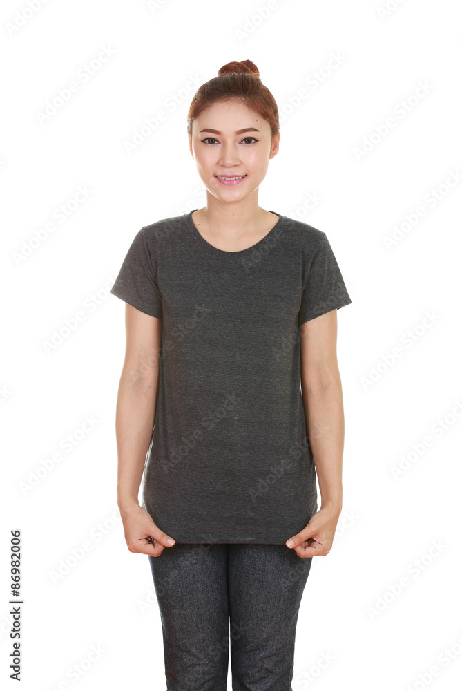 young beautiful female with blank t-shirt young beautiful female with blank t-shirt