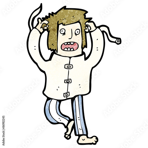 cartoon crazy man in straight jacket