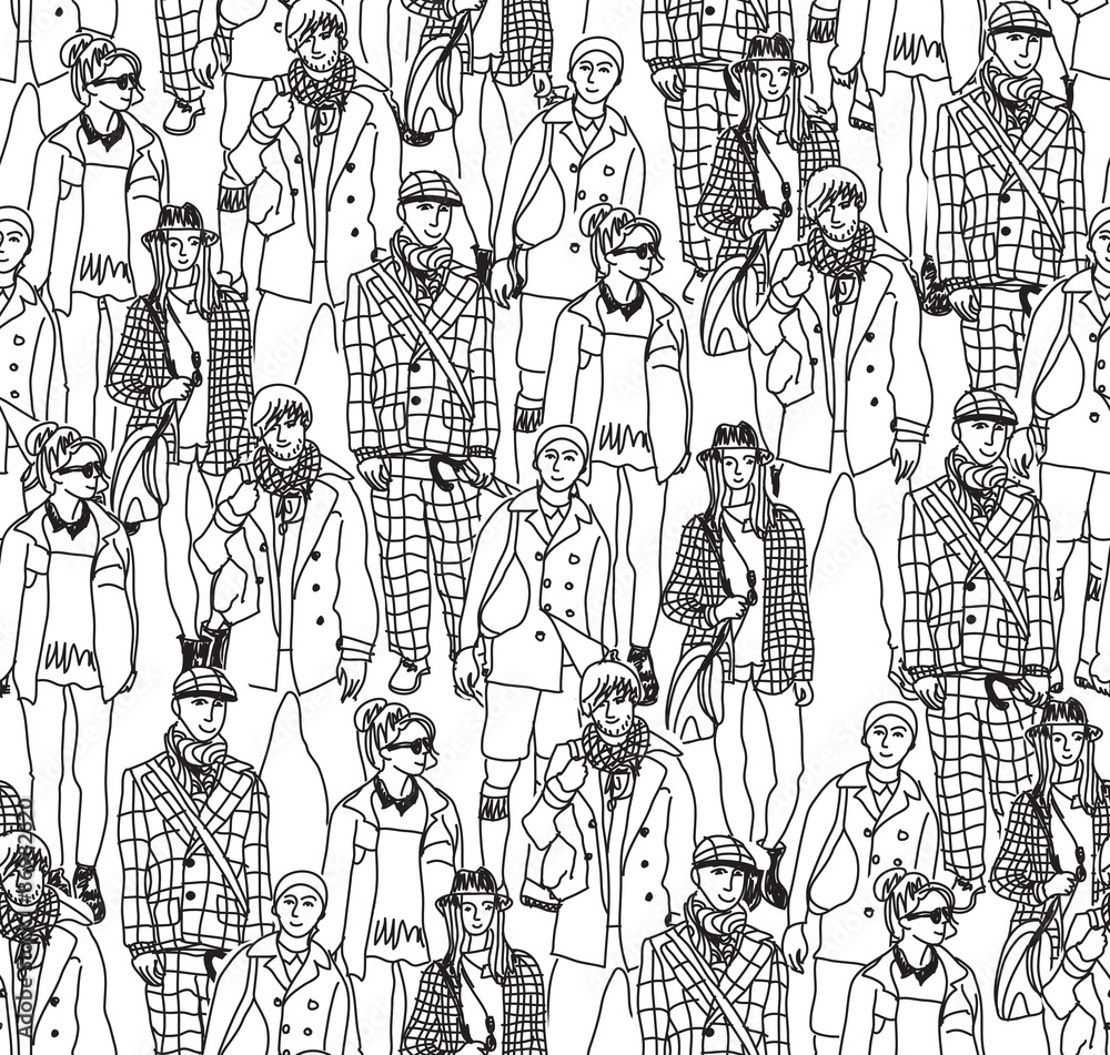Fashion crowd people seamless pattern Fashion crowd people seamless pattern