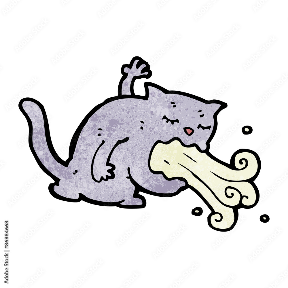 Fototapeta premium cartoon belching cat