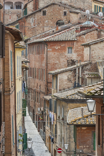 Medieval Street in Siena, Tuscany, Italy