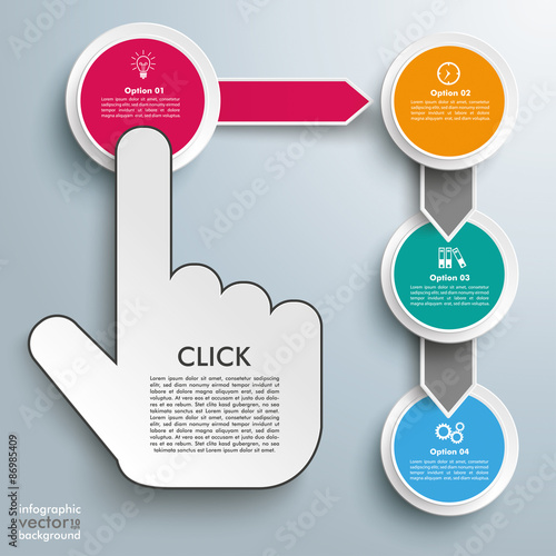 Click Hand Push Button 4 Circles