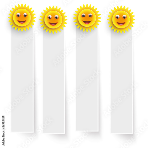 White Frame Banners Smiling Suns