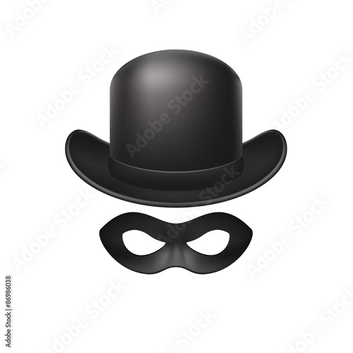 Bowler hat and eye mask in black design