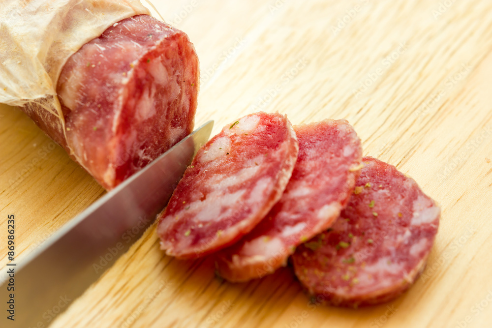 Obraz premium Sliced salami