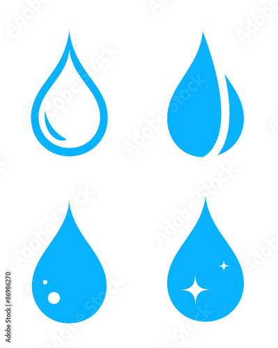 blue isolated droplet set