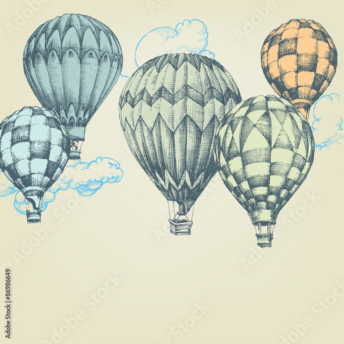 Hot air balloons in the sky background