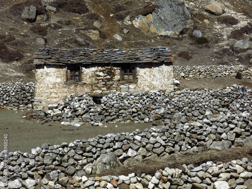 Small stone hut in the Everest Region photo