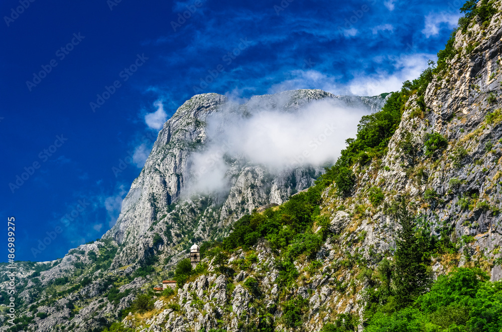 View on mountains and sky with clouds