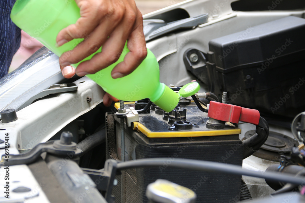 Man distilled water battery. Man distilled water battery.