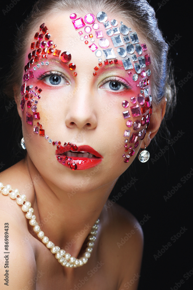 Closeup portrait of woman with artistic make-up. Closeup portrait of woman with artistic make-up.