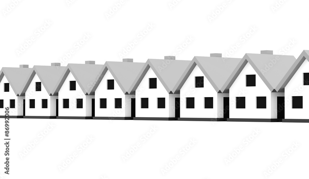 A small houses with silver roof on a white background A small houses with silver roof on a white background