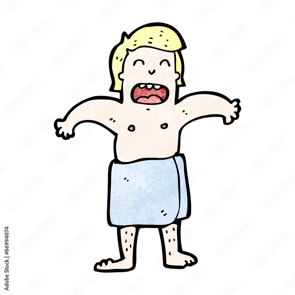 Fototapeta premium cartoon man in towel
