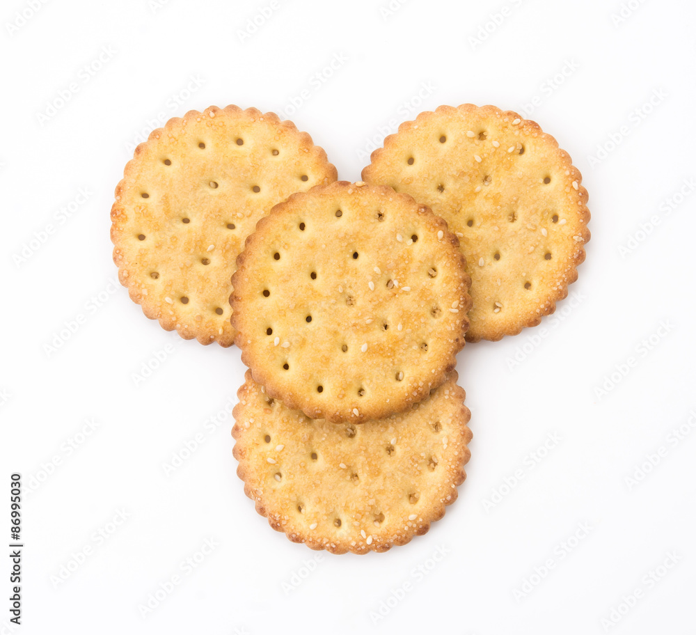 marie sesame biscuit on white background marie sesame biscuit on white background