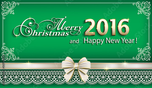 Merry Christmas 2016 on an emerald background
