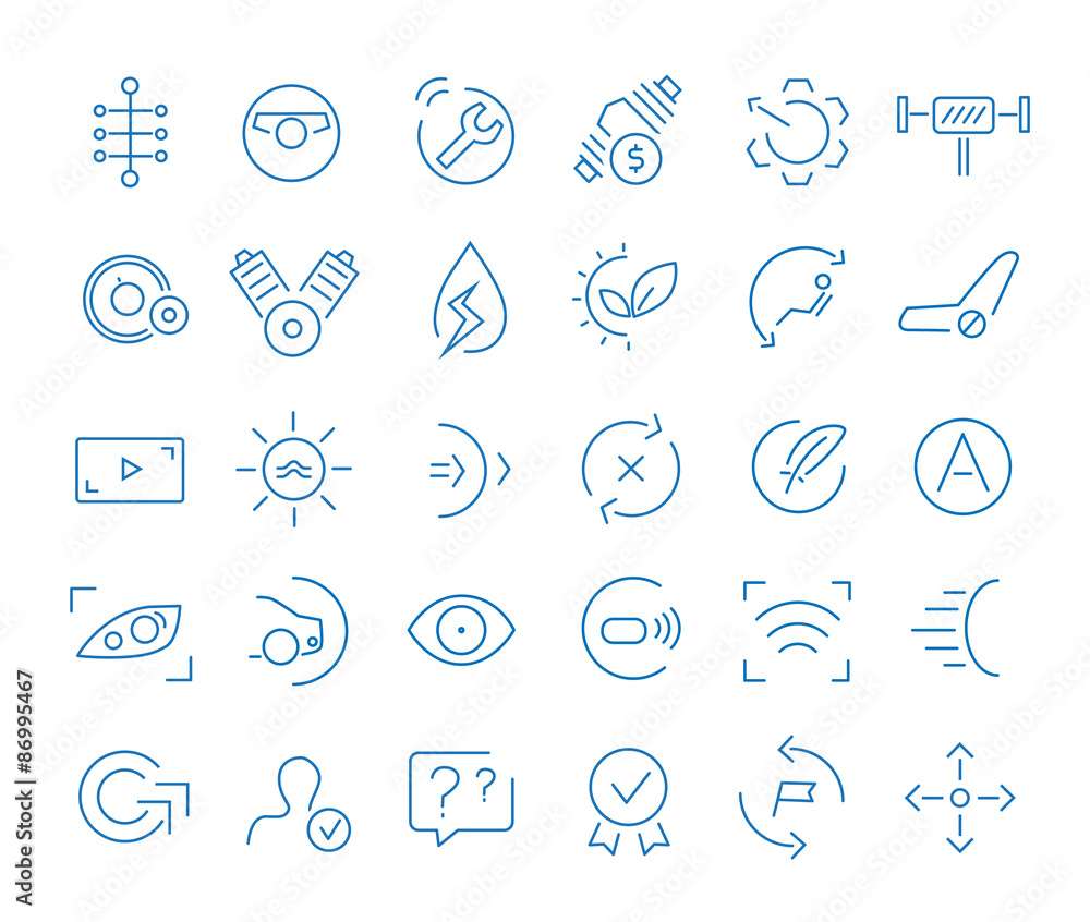 Car Parts Icons Outline Car Parts Icons Outline