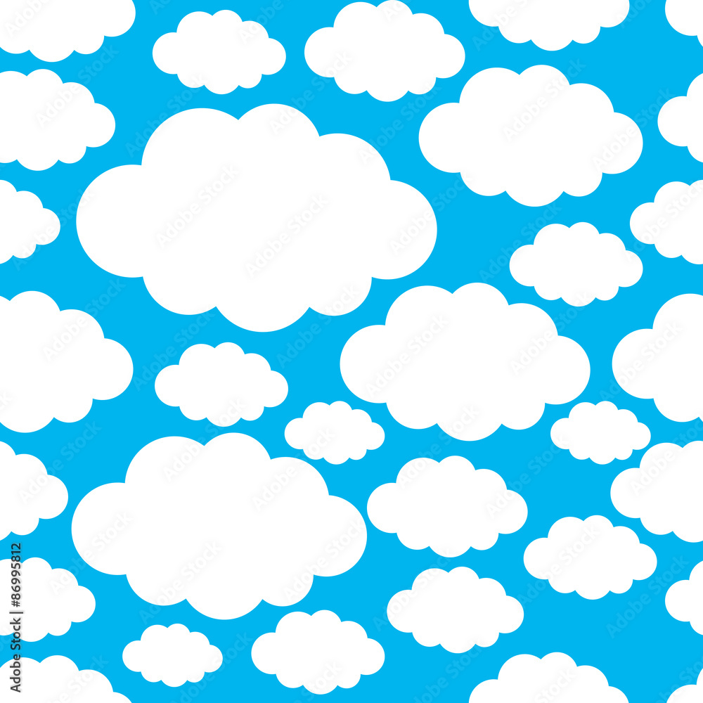Seamless pattern with white clouds