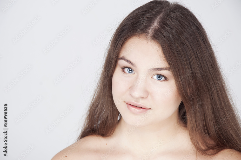Cute plump girl on white background Cute plump girl on white background