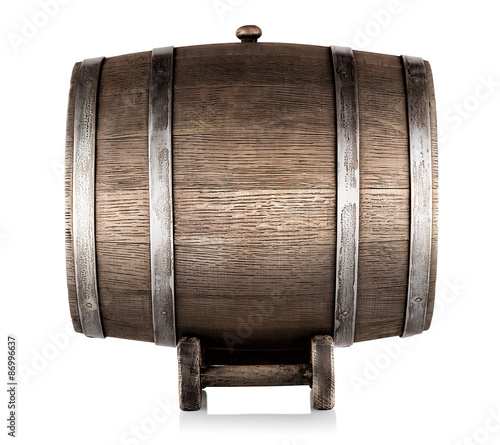 Old wooden barrel on stand