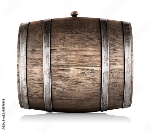 Wooden barrel lying on its side