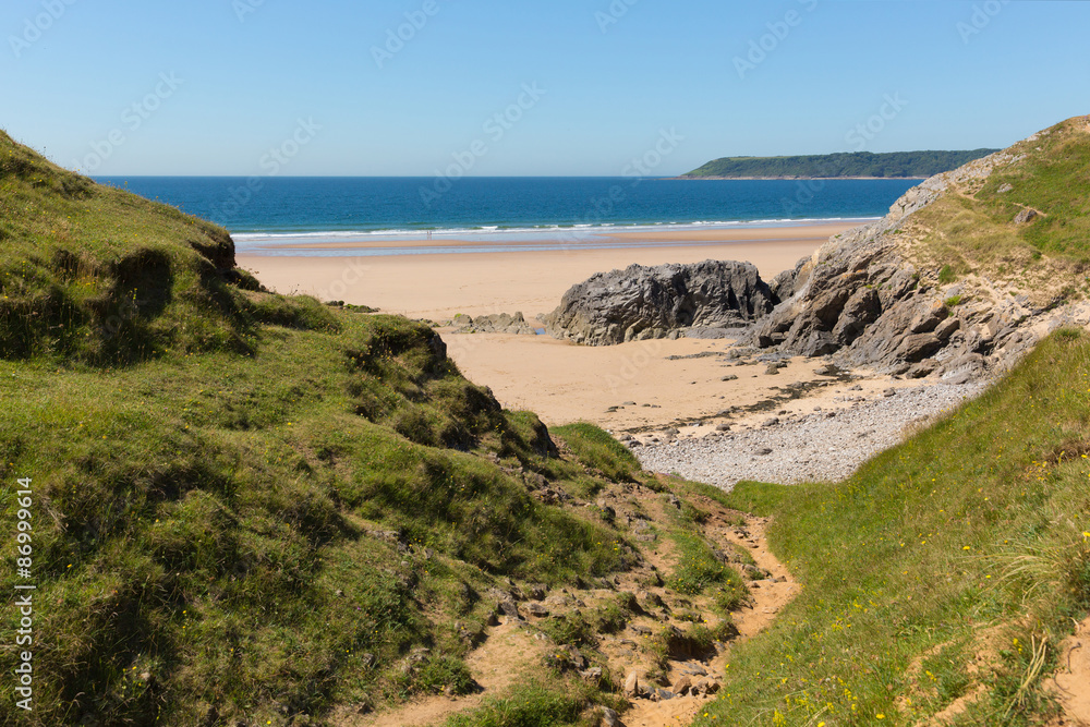 Pobbles beach The Gower Peninsula Wales uk by Three Cliffs Bay