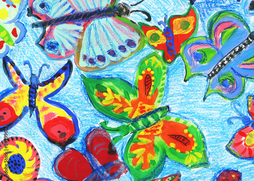 Bright colorful buterflies, watercolor painting © g13dr3