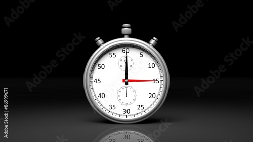 Silver clock chronometer, isolated on black background
