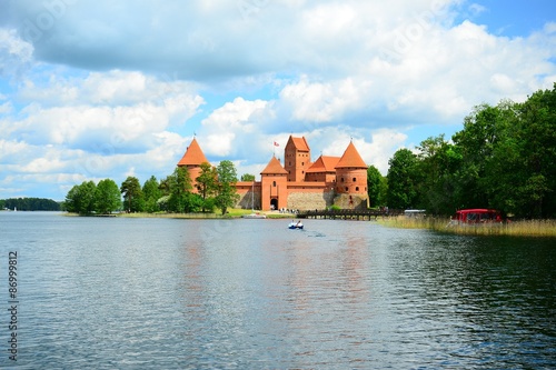Galves lake Trakai old red bricks castle view