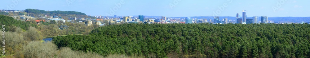 Vilnius city view from Neris river board in Lazdynai district