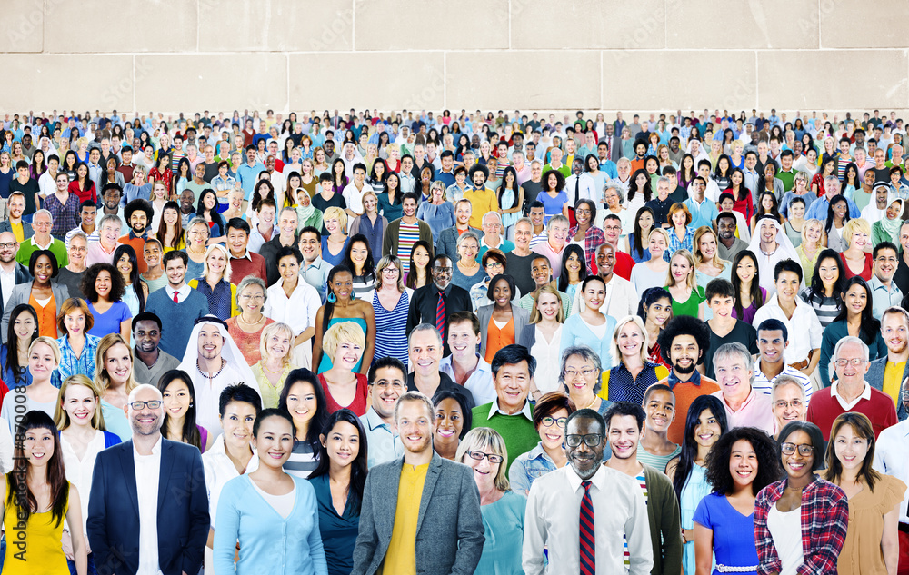 Naklejka premium Large Group of Diverse Multiethnic Cheerful Concept