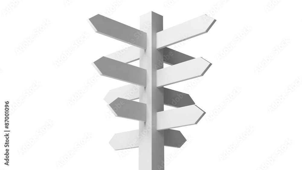 Blank white signpost isolated on white background Blank white signpost isolated on white background