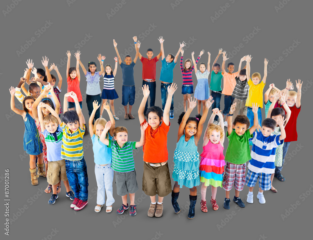Obraz premium Diverse Children Standing Circle Friendship Concept
