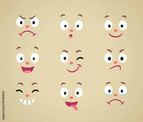 Set of cartoon emotional faces